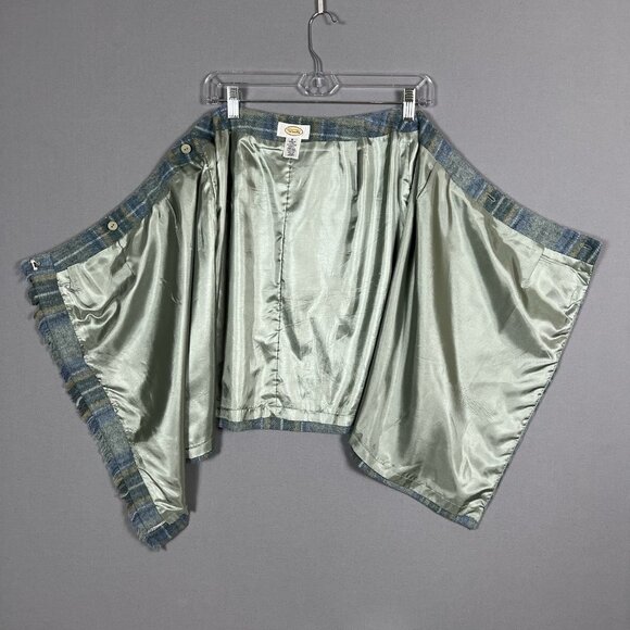 Talbots Wool REAL TRUE WRAP SKIRT Size 8 Plaid Fringe Academia Grunge Y2K 90s - Picture 5 of 12